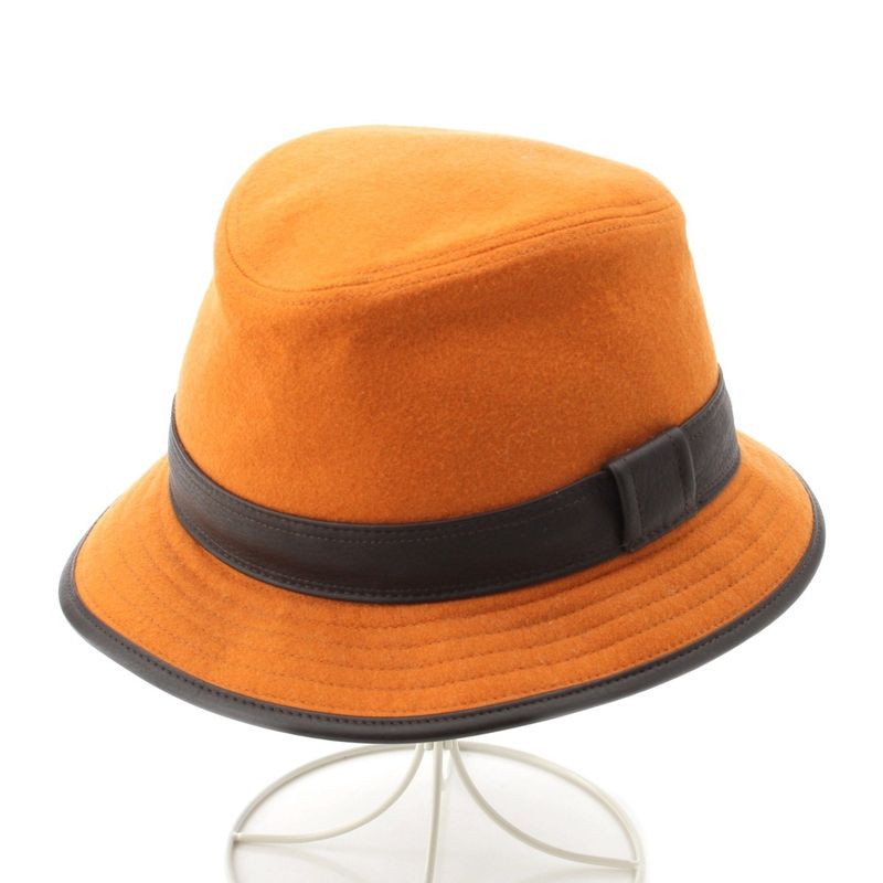 Hermes Cashmere Deerskin Hat Orange Cocoa Brown 58