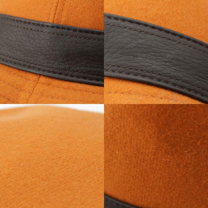 Hermes Cashmere Deerskin Hat Orange Cocoa Brown 58