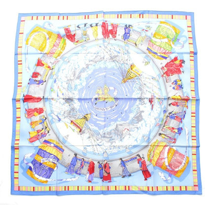 Hermes Carré 90 Silk Prieres Au Vent Prayer in the Wind Scarf Blue
