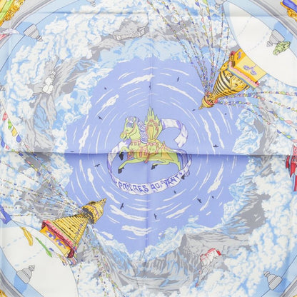 Hermes Carré 90 Silk Prieres Au Vent Prayer in the Wind Scarf Blue