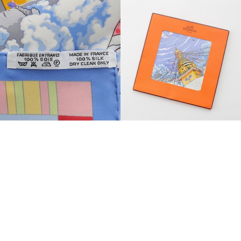 Hermes Carré 90 Silk Prieres Au Vent Prayer in the Wind Scarf Blue