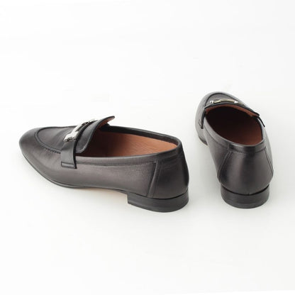 Hermes Leather Paris Constance Loafer Shoes Black 37