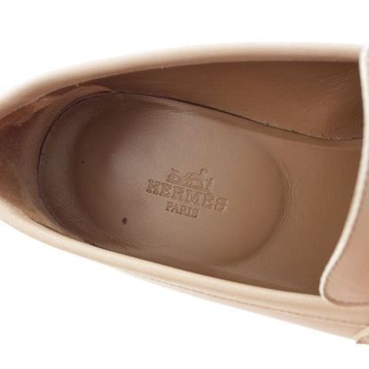 Hermes Leather Paris Constance Loafer Shoes Beige 37