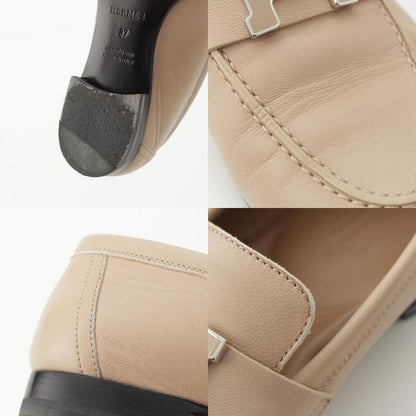 Hermes Leather Paris Constance Loafer Shoes Beige 37