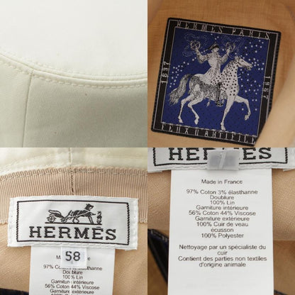 Hermes Cotton Fred H Cut Bucket Hat White 58