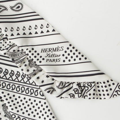 Hermes Twilly Silk Frilled Apron Doll Scarf H852978s White