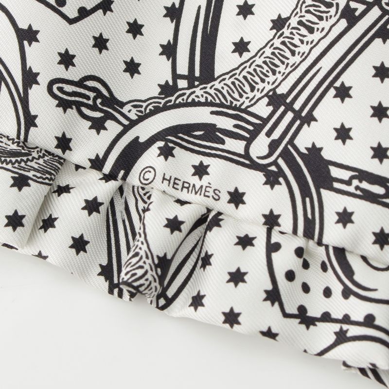 Hermes Twilly Silk Frilled Apron Doll Scarf H852978s White