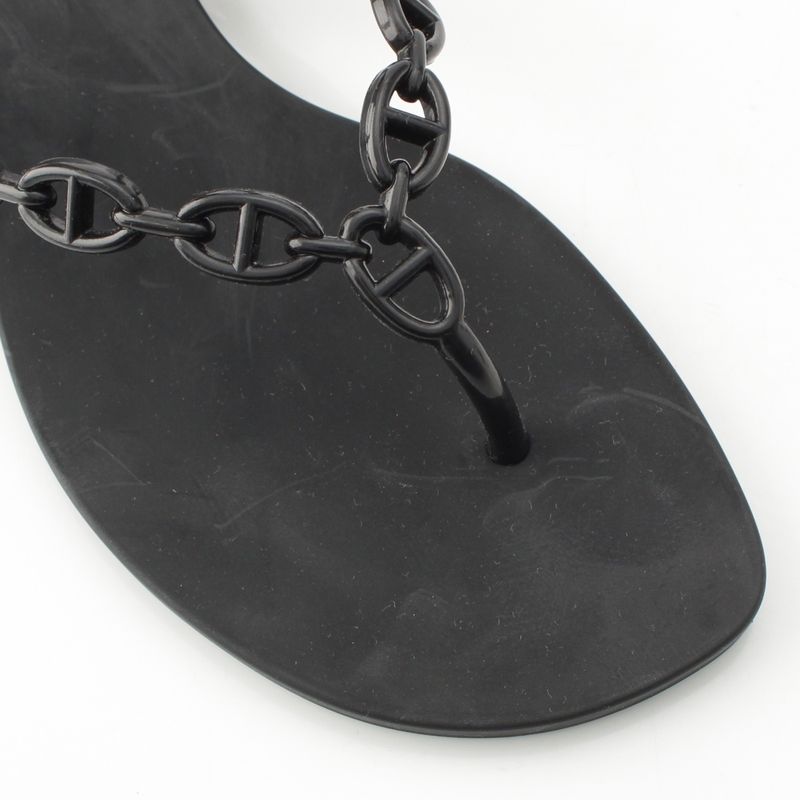 Hermes Chaine D'ancre Flip Flops Island Sandals Shoes Black 37