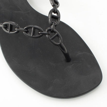 Hermes Chaine D'ancre Flip Flops Island Sandals Shoes Black 37