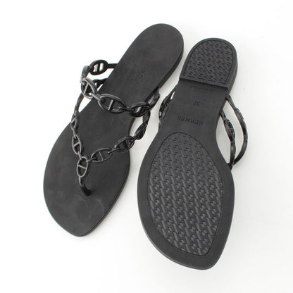 Hermes Chaine D'ancre Flip Flops Island Sandals Shoes Black 37
