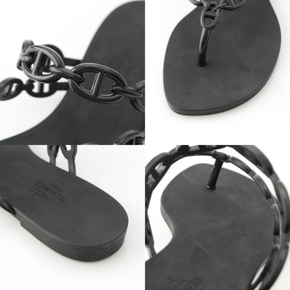 Hermes Chaine D'ancre Flip Flops Island Sandals Shoes Black 37