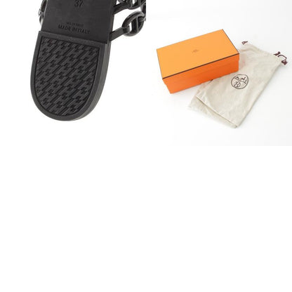 Hermes Chaine D'ancre Flip Flops Island Sandals Shoes Black 37