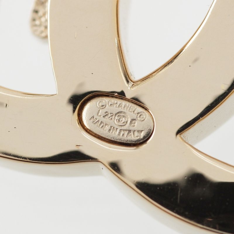 Chanel L23b GP Coco Logo Written in Gold with Pearl Stones and Logo Brooch