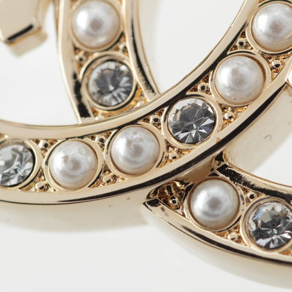 Chanel L23b GP Coco Logo Written in Gold with Pearl Stones and Logo Brooch