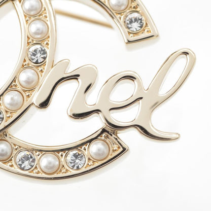 Chanel L23b GP Coco Logo Written in Gold with Pearl Stones and Logo Brooch