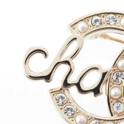 Chanel L23b GP Coco Logo Written in Gold with Pearl Stones and Logo Brooch
