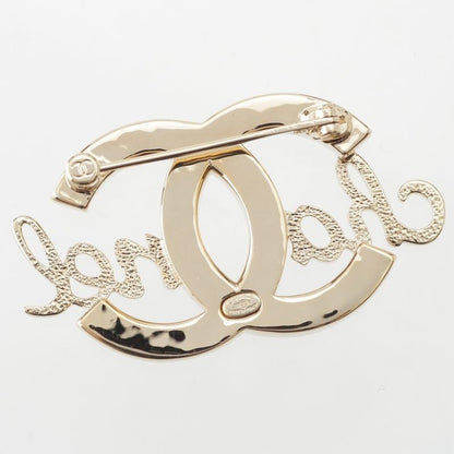 Chanel L23b GP Coco Logo Written in Gold with Pearl Stones and Logo Brooch