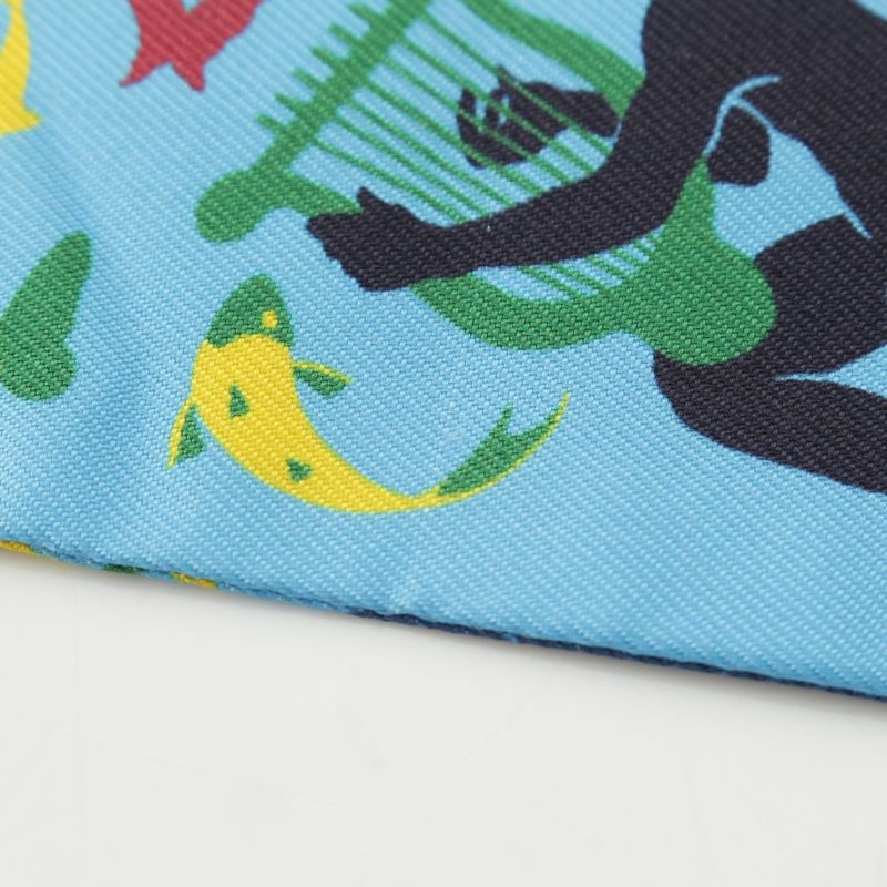 Hermes Twirly Silk Orpheus Charmed Sous le Charme D'orphee Scarf Multicolor Blue
