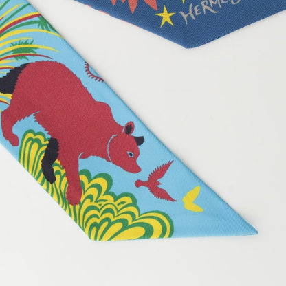 Hermes Twirly Silk Orpheus Charmed Sous le Charme D'orphee Scarf Multicolor Blue