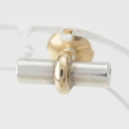 Hermes Vintage Combination Toggle Earrings Binaural Accessories 750 Ag Gold and