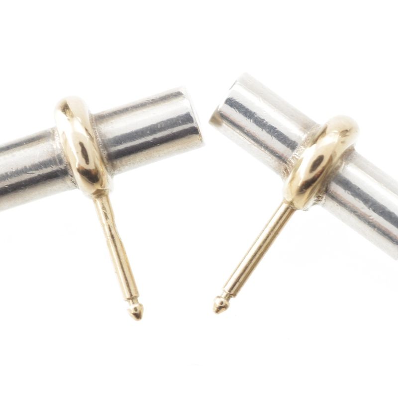 Hermes Vintage Combination Toggle Earrings Binaural Accessories 750 Ag Gold and