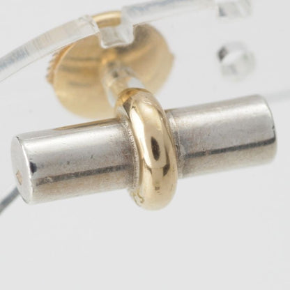 Hermes Vintage Combination Toggle Earrings Binaural Accessories 750 Ag Gold and