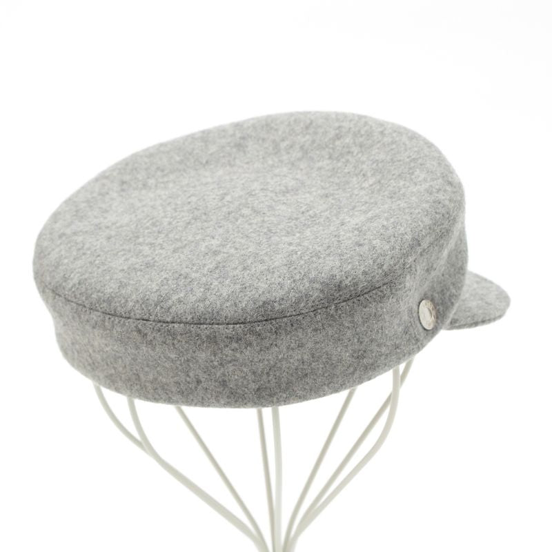 Hermes Wool Cowhide Cotton Silk Serie Button Casket Hat Gray 56