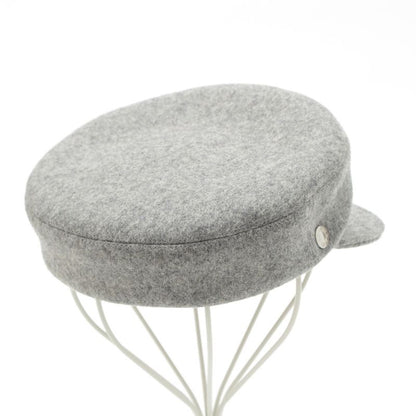 Hermes Wool Cowhide Cotton Silk Serie Button Casket Hat Gray 56