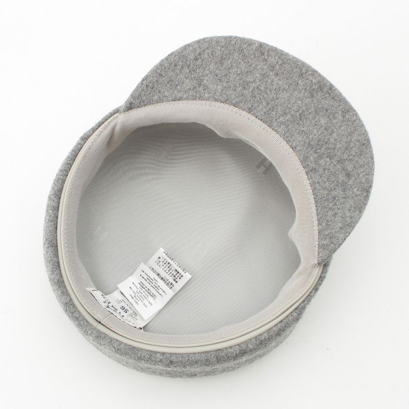 Hermes Wool Cowhide Cotton Silk Serie Button Casket Hat Gray 56