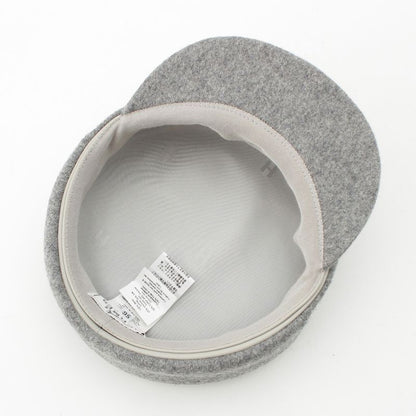 Hermes Wool Cowhide Cotton Silk Serie Button Casket Hat Gray 56