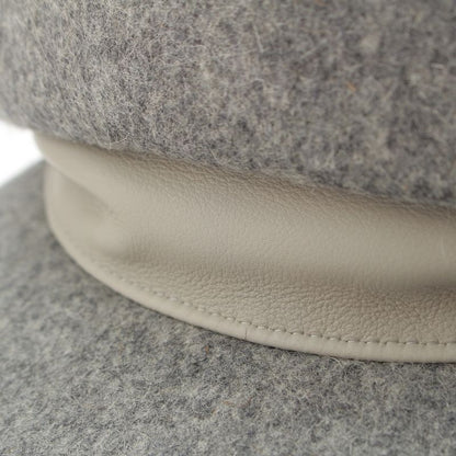 Hermes Wool Cowhide Cotton Silk Serie Button Casket Hat Gray 56