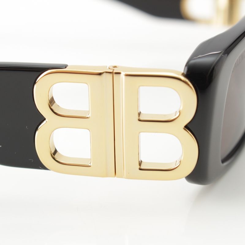 Balenciaga Dynasty Rectangle BB Sunglass Es Eyewear Bb0096s Black Gold