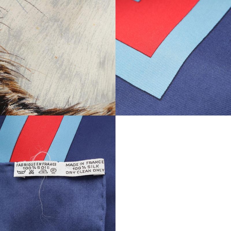Hermes Carre 90 Silk Les Chats Les Chats Vintage Cat Scarf Blue