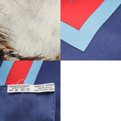Hermes Carre 90 Silk Les Chats Les Chats Vintage Cat Scarf Blue
