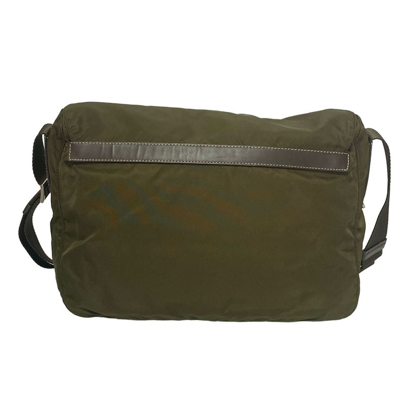 Prada Shoulder Bag Bt6671 Dark Green and Dark Brown Leather