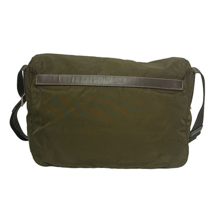 Prada Shoulder Bag Bt6671 Dark Green and Dark Brown Leather