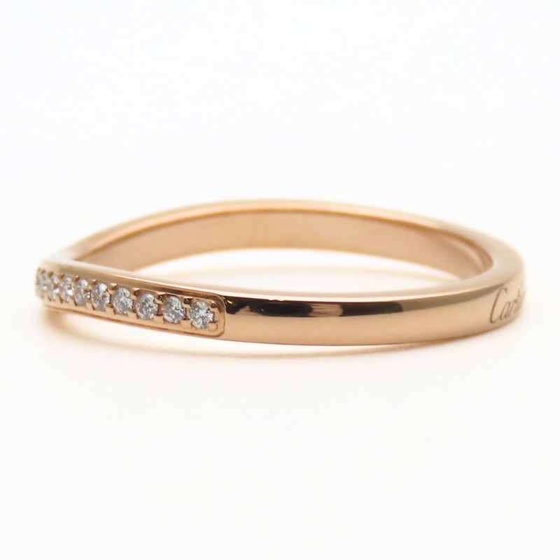 Cartier Ring - Ballerina Curved Wedding 52 18k Pink Gold Diamond Approx 2.2g