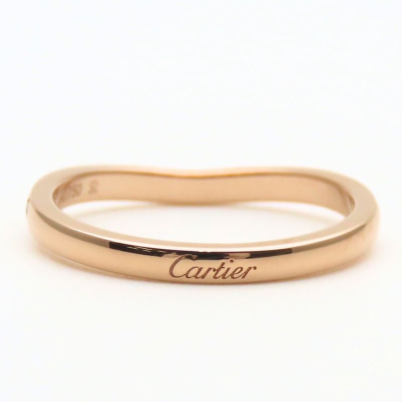 Cartier Ring - Ballerina Curved Wedding 52 18k Pink Gold Diamond Approx 2.2g