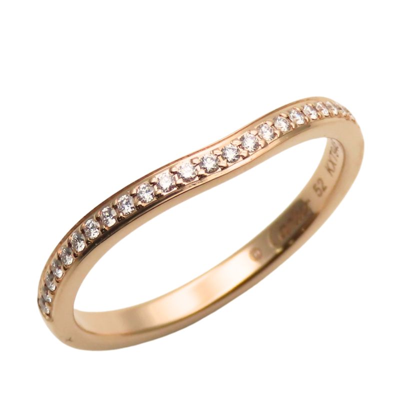 Cartier Ring - Ballerina Curved Wedding 52 18k Pink Gold Diamond Approx 2.2g