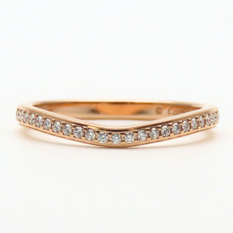Cartier Ring - Ballerina Curved Wedding 52 18k Pink Gold Diamond Approx 2.2g