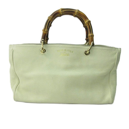 Gucci Bamboo 2way Handbag Shoulder Bag Leather White 323600 1125