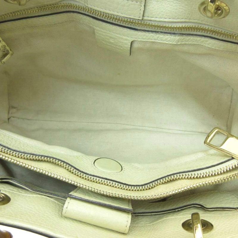 Gucci Bamboo 2way Handbag Shoulder Bag Leather White 323600 1125