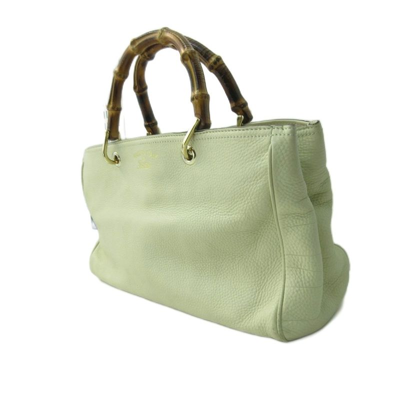 Gucci Bamboo 2way Handbag Shoulder Bag Leather White 323600 1125