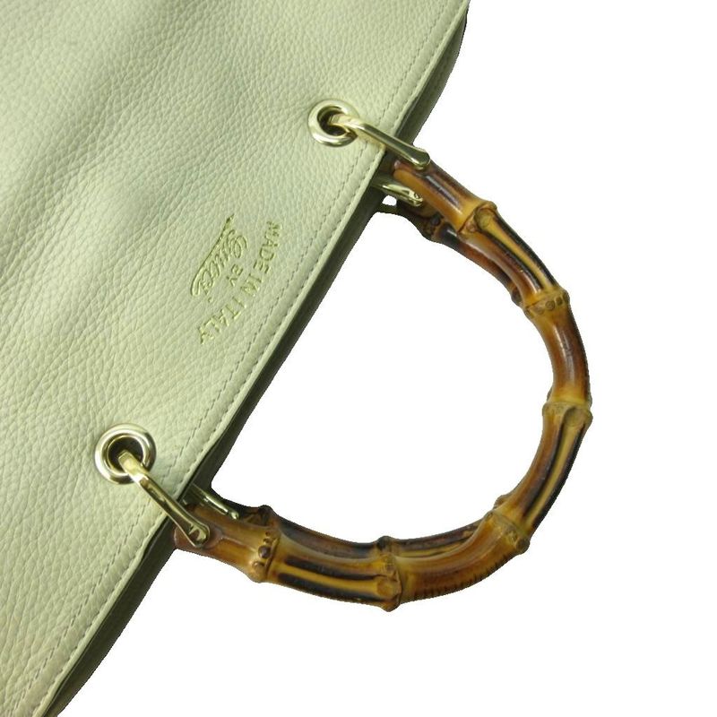 Gucci Bamboo 2way Handbag Shoulder Bag Leather White 323600 1125