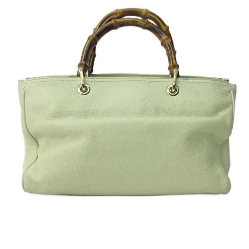 Gucci Bamboo 2way Handbag Shoulder Bag Leather White 323600 1125