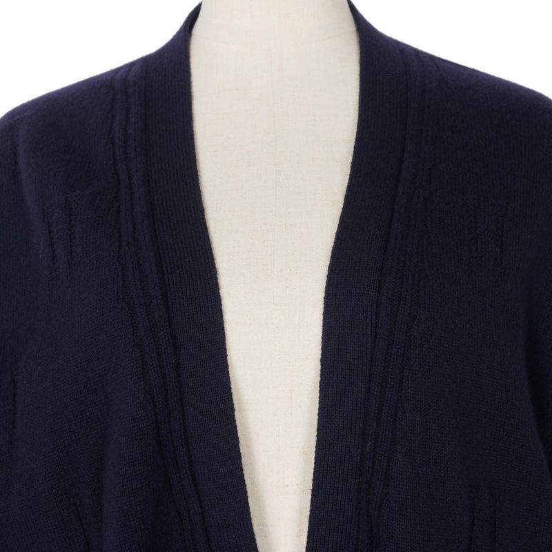 Hermes Margiela Period H Motif Knit Cardigan Sweater 40 Navy Blue Navy