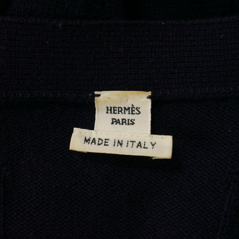 Hermes Margiela Period H Motif Knit Cardigan Sweater 40 Navy Blue Navy