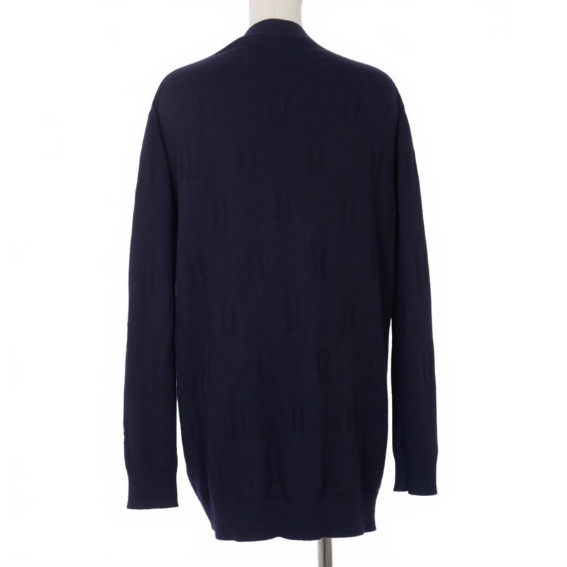 Hermes Margiela Period H Motif Knit Cardigan Sweater 40 Navy Blue Navy