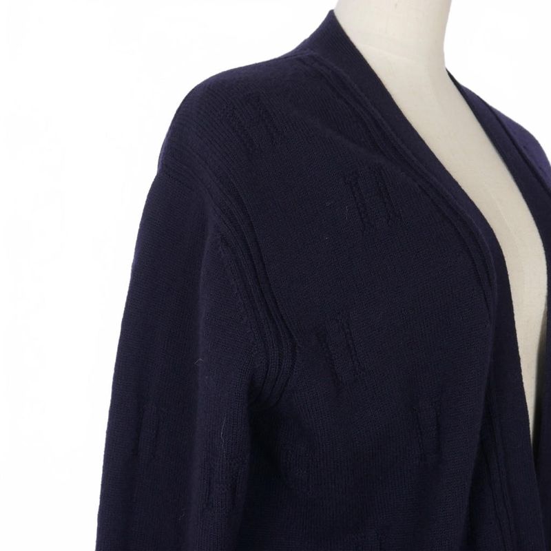 Hermes Margiela Period H Motif Knit Cardigan Sweater 40 Navy Blue Navy