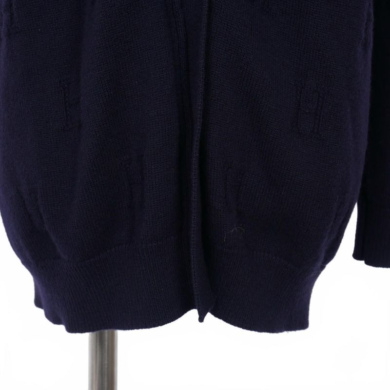 Hermes Margiela Period H Motif Knit Cardigan Sweater 40 Navy Blue Navy